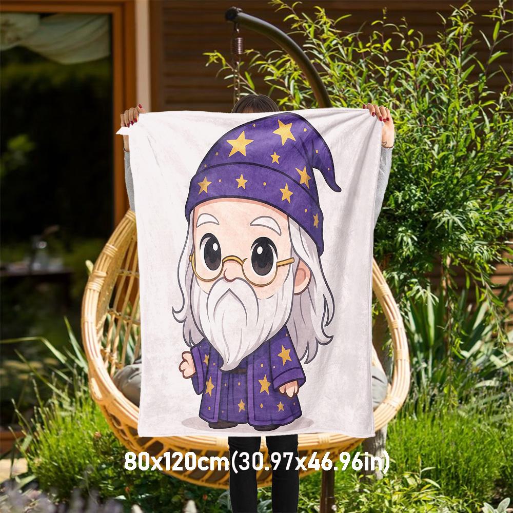 1pc wizard hat stars robe Outdoor Flannel Throw Blanket All Season Soft Warmth,Home Decor 1031029 80x120cm