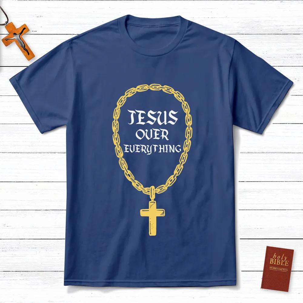 Jesus Über Alles T-Shirt Herren und Damen Kurzarm Baumwolle T-Shirts Y2k Shirt Oversize Tops Sommerbluse Herrenbekleidung