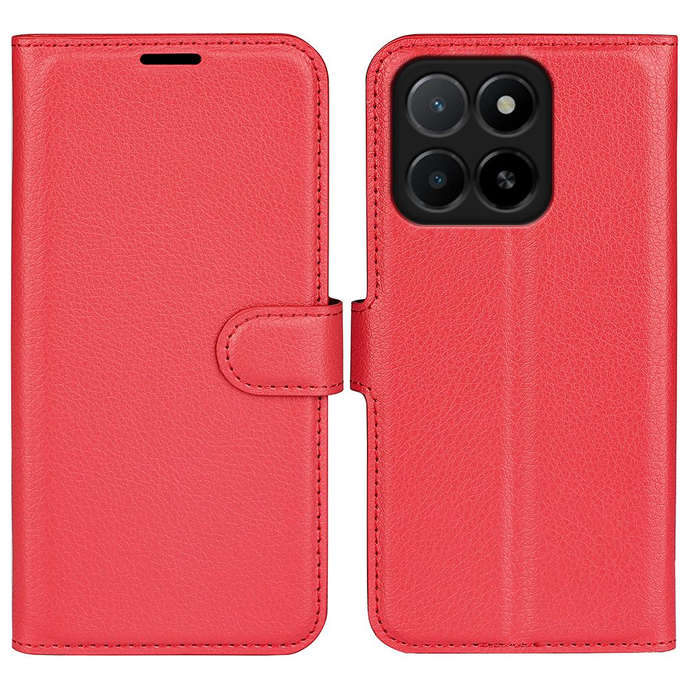 

For Honor X5b Case Litchi Texture Shockproof Leather Wallet Phone Cover Red