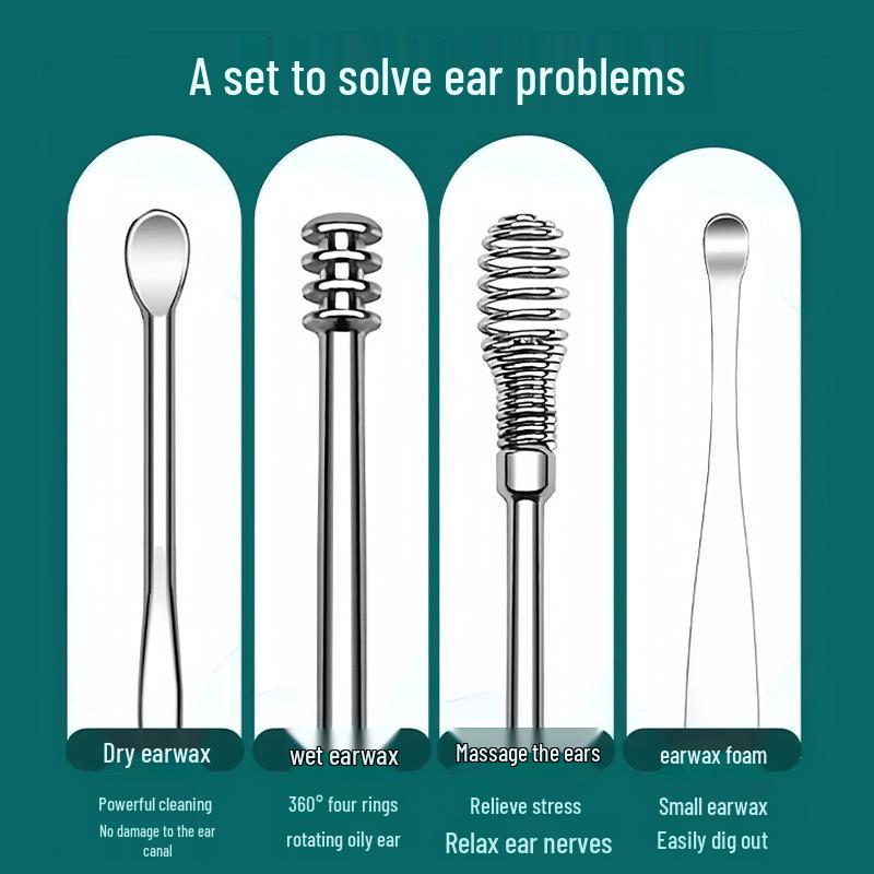 6-Piece Portable Ear Pick Tool Set with Keychain for Adults