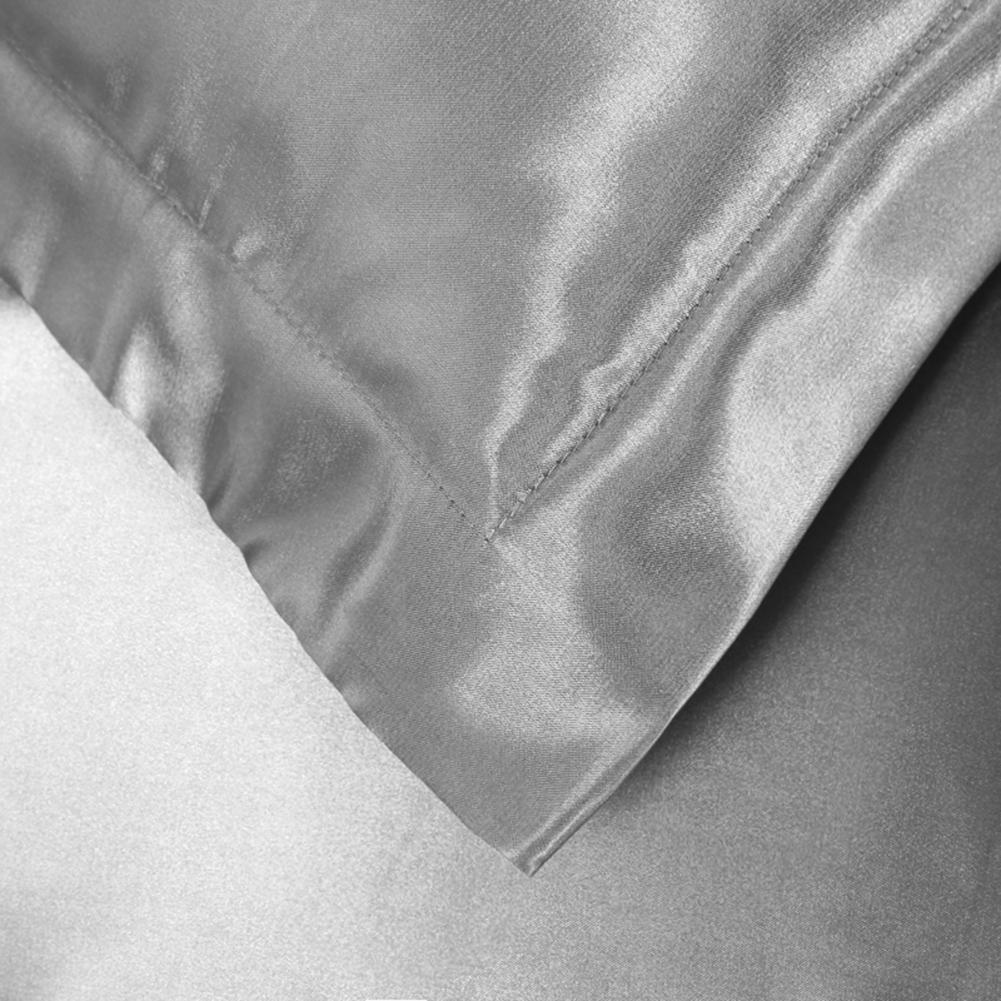 Einfarbiges Seidensatin Anti-Milben Spannbettlaken Matratzenschoner Bezug Bettwäsche-Set (KÖNIGIN )