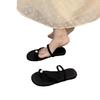 Niche Flat Bottom Simple Black French Small Cool Slippers Fairy Shoes 2025 New Summer Strap with Skirt Sandals