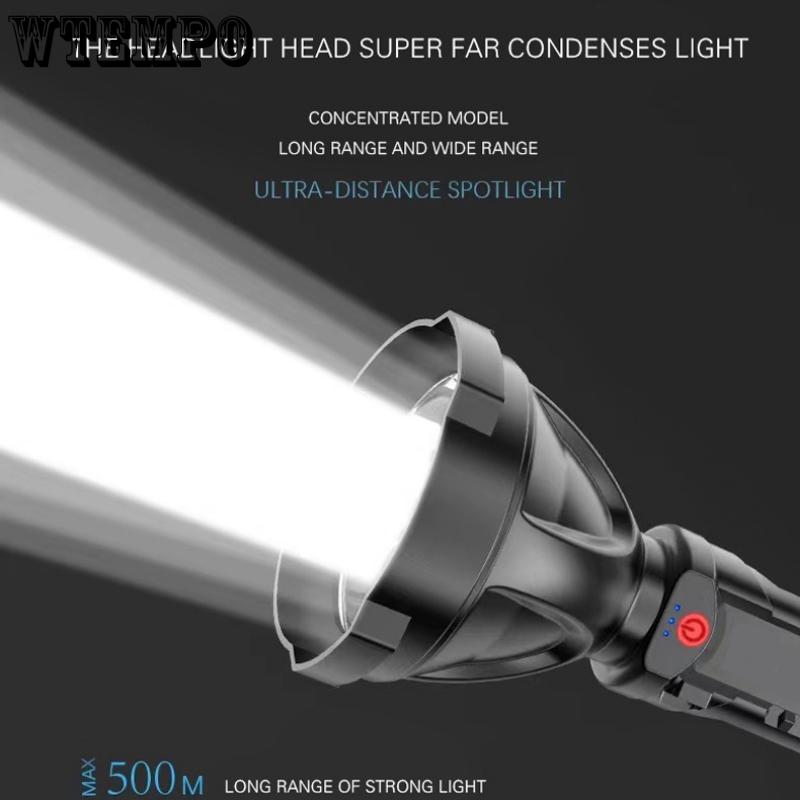 Strong Light Long Range Torch Home User Cob Side Light Outside Usb Rechargeable Searchlight Plastic Strong Light Torch