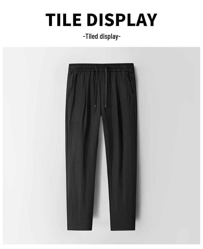 Men's Breathable Lyocell Linen Summer Trousers - Casual, Comfortable, Elastic Waist, Straight Leg, Solid Color.