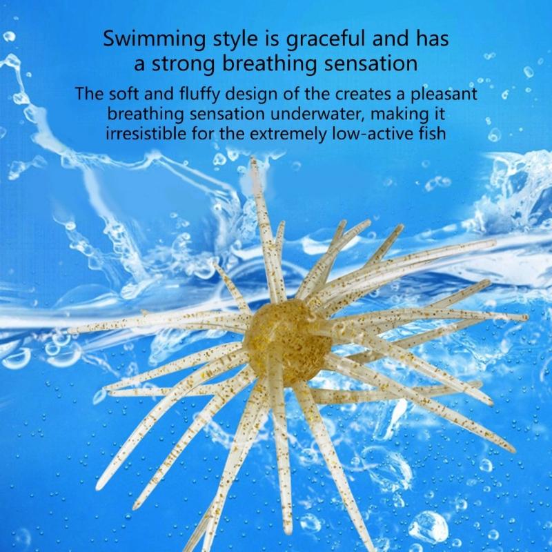 6PCS/Lot Elastic Floating Lures Baits Shaped Like Sea Urchins With Build In Flash For Biggest Visibilities Underwater