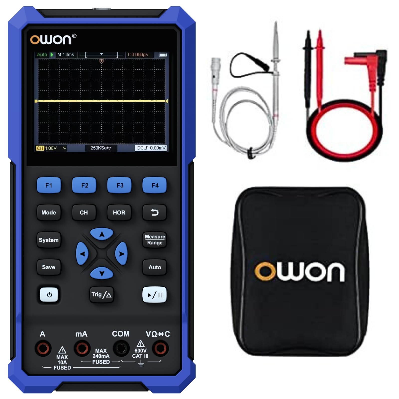 

OWON HDS271 70MHz Handheld Oscilloscope with Multimeter and Waveform Up to 100kHz Sample 8K Record True SCPI USB Handheld and Lightweight Instruction