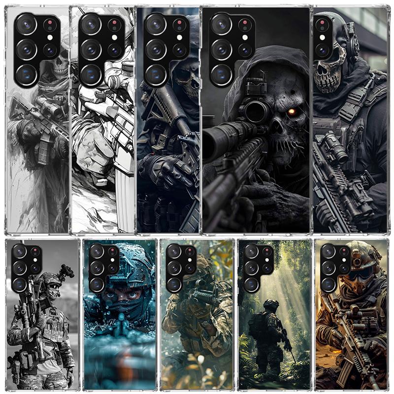 Military Army Special Forces Soft Cover for Samsung Galaxy S25 Edge S26 S24 S23 Ultra Phone Case S22 S21 Plus S20 FE Print Patte