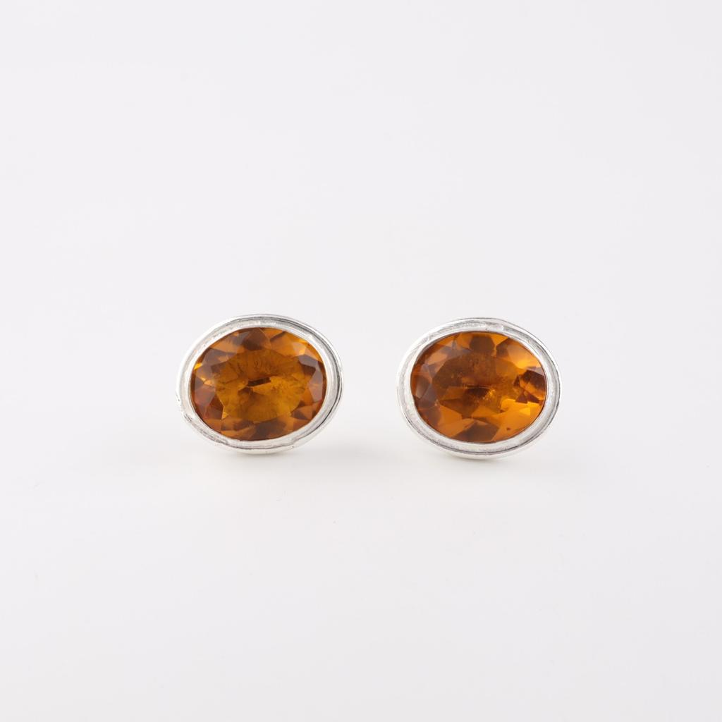 Citrine Gemstone 925 Sterling Silver Jewelry Handmade Women Stud Earrings 0.5" EE-178-1