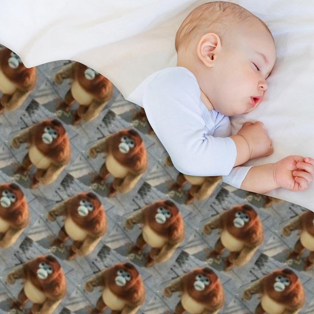 snub nosed monkey (orange) - monke t meme (sad) Throw Blanket sofa bed Baby Decoratives blankets and throws Blankets