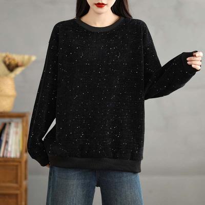 Neues Damen O-Ausschnitt Langarm Herbst Basic T-Shirt Neue Einfarbige Freizeit-Oberteile Pullover
