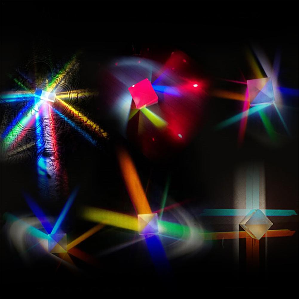 Prism Six-Sided Bright Light Combine Cube Prism Stained Glass Beam Splitting Prism Optical Experiment Instrument Bright bright
