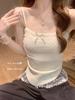 #Summer new sweet mesh polka dot sling vest slim and thin women's fixed belt chest pad versatile