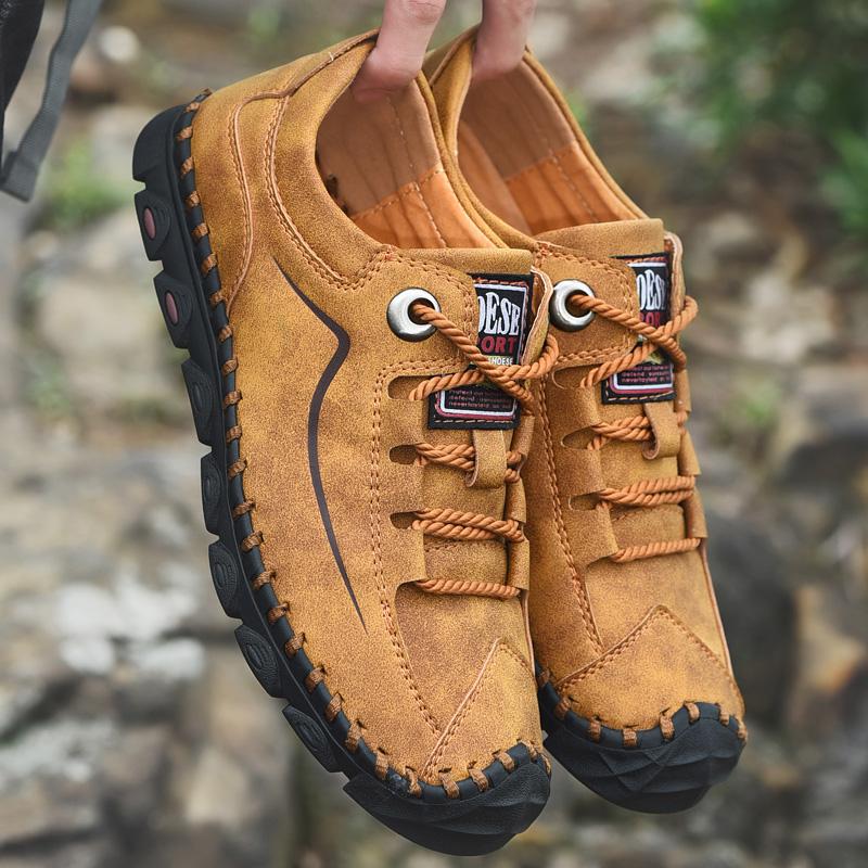 Men's Handmade Casual Leather Shoes Outdoor Low-top Sneakers