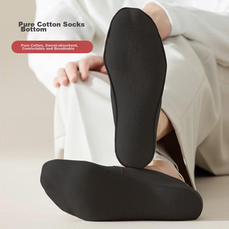 FitonTon 5-Pair Pack Men's Socks, Summer Thin Pure Cotton Boat Socks, Odor-Resistant Ice Silk Invisible Socks, Non-Slip Heel, Shallow Mouth