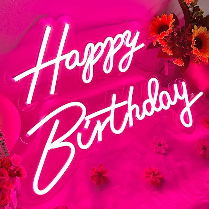 Neon Happy Birthday Luminous Wall Sign for Party or Bedroom Decor