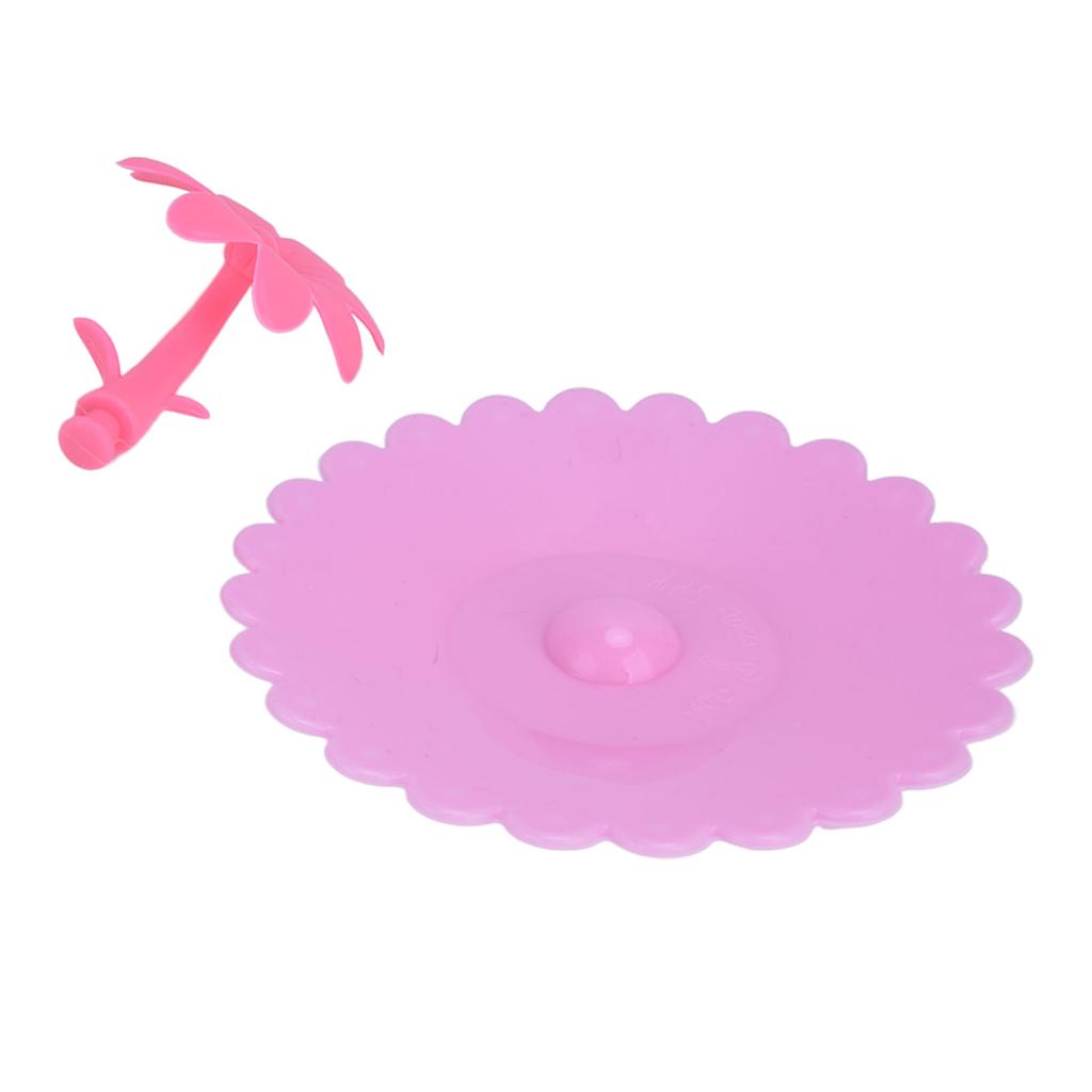 Silicone Lid Dustproof Hot and Cold Beverage Cup Cover with Flower Shape Handle for Kitchen Home