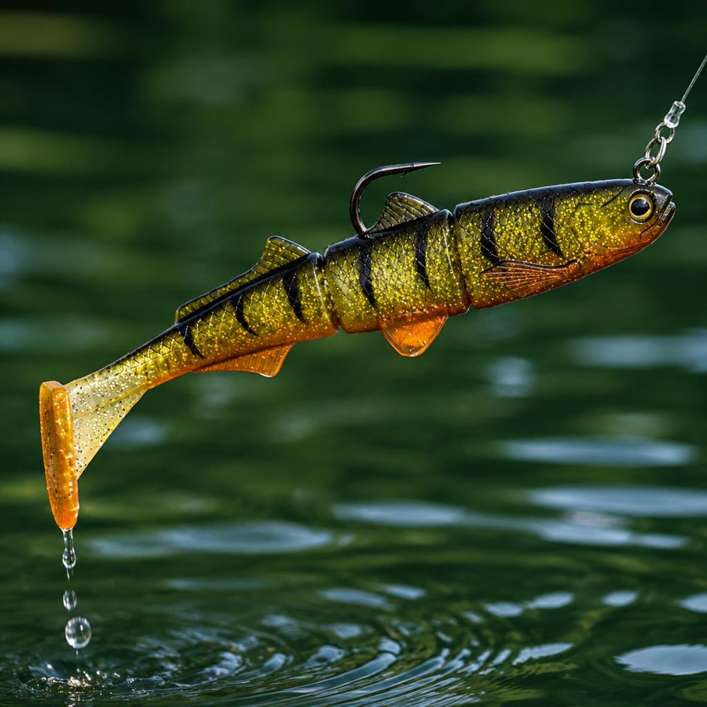 16cm 25g Soft Fishing Lure Multi-Jointed Swimbait with T-Shaped Tail Realistic PVC Body Artificial Bait for Freshwater and Saltwater Fishing
