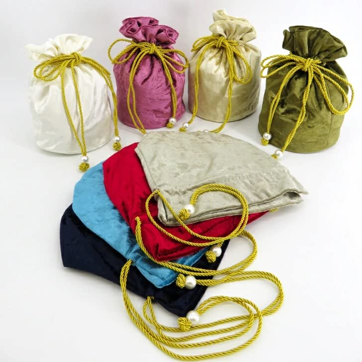 Velor Drawstring Bag for Furisode Drawstring Velor 2 8 Colors to Choose with Chain Velor Kinchaku Furisode Hakama Japanese Style Handbag Bag Hakama,