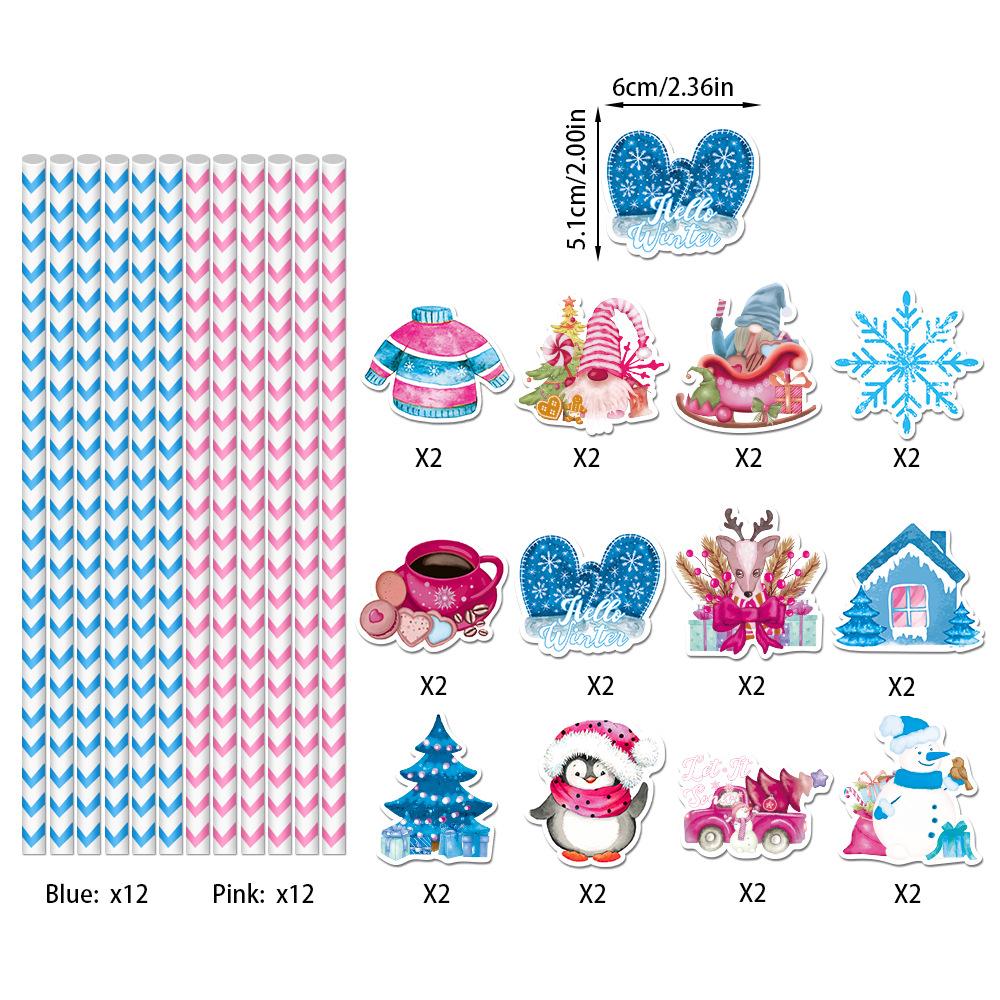 New Styles, Christmas, Cartoon Snowman, Plugins, Party Decorations, Beverage Straws, Disposable Paper Straws, Decorative Items