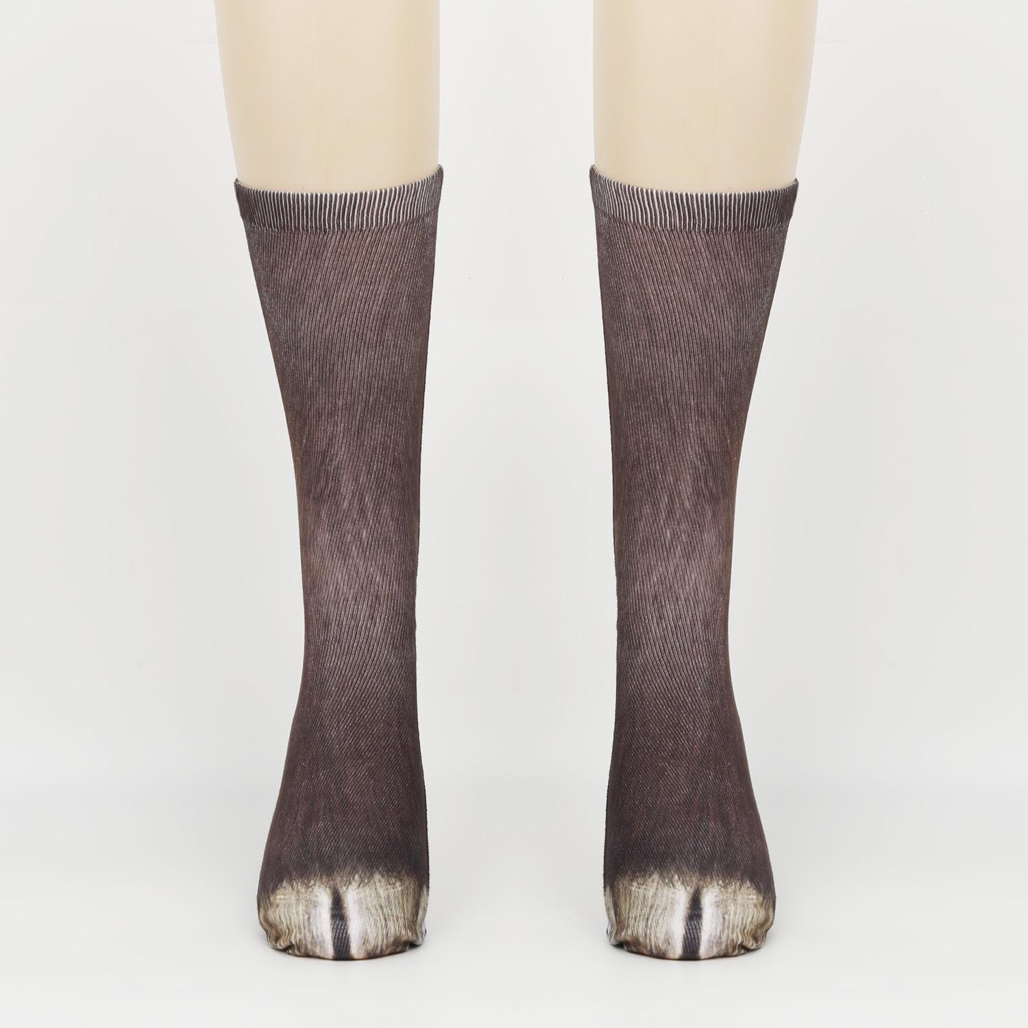 

3D Animal Feet Simulation Socks: Funny Leopard Print for Adults & Kids 24CM
