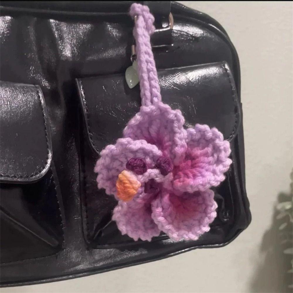 Polyester Car Pendant Crochet Design Hibiscus Crocheted Decoration Crochet Flowers  Home Decor