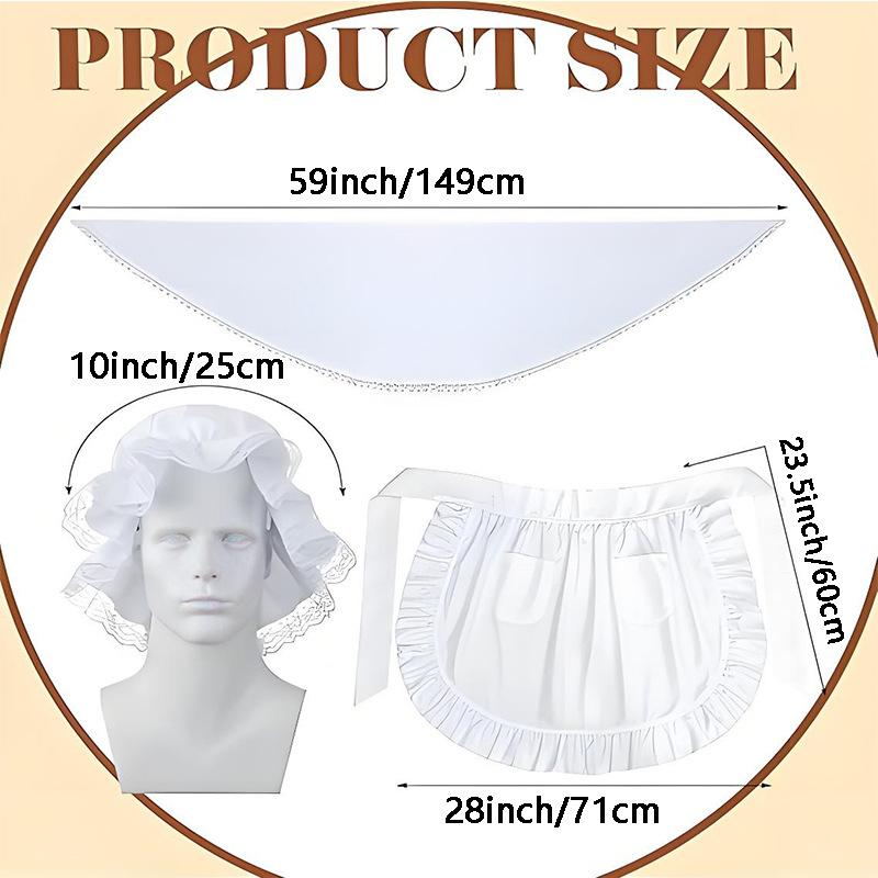 Japanese Cute Apron Pilgrim Maid Performance Costume, Hat + Shawl + Apron