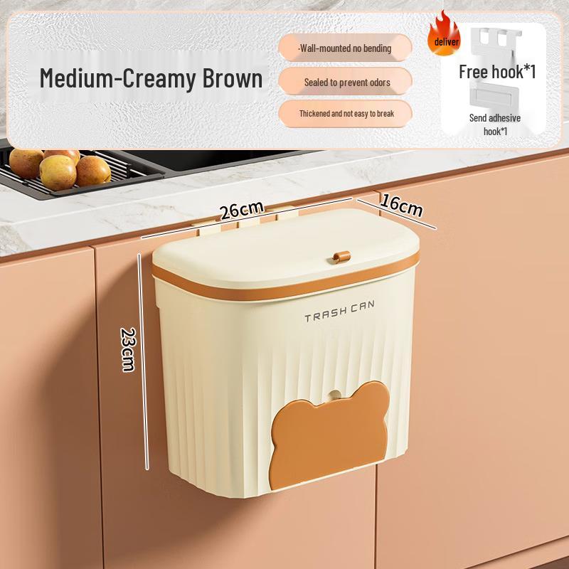 Wall-Mounted Kitchen Trash Can with Lid
