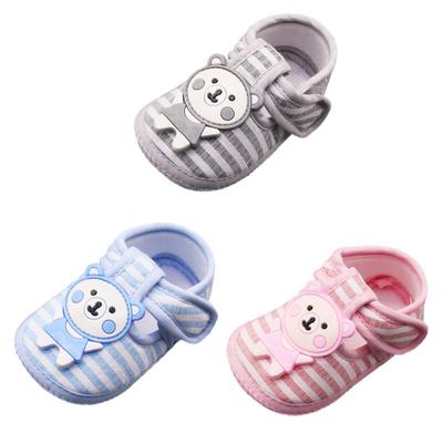 Baby Boy Girl Shoes Cartoon Bear Pattern Casual Cotton Shoe Toddler Striped Soft Sole Shoes First Walkers Spring Autumn Indoor