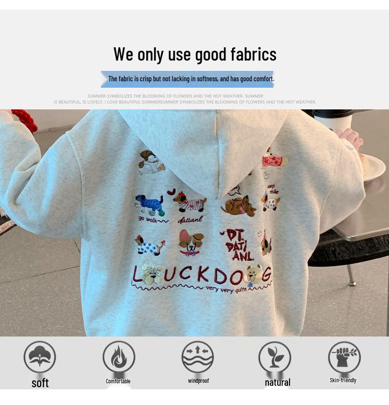 2025 Spring/Autumn Girls' Cartoon Print Hooded Coat - Stylish Korean Design for Medium & Large Kids