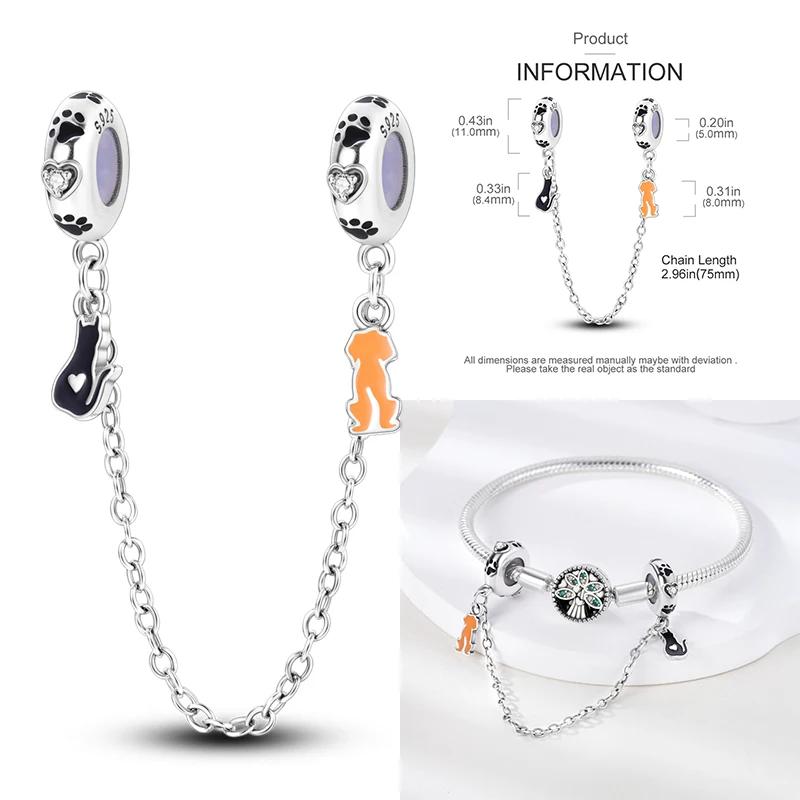 New Copper Charms Buttefly Daisy Safety Chain Cat Paw Change Beads Fit Original Bracelet Ladies Diy Jewelry