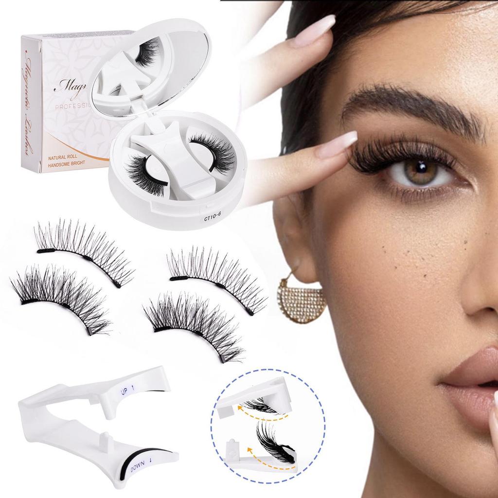 New Magnetic False Eyelashes Set: Colored, Glue-Free, One-Piece Design with Integrated Box.