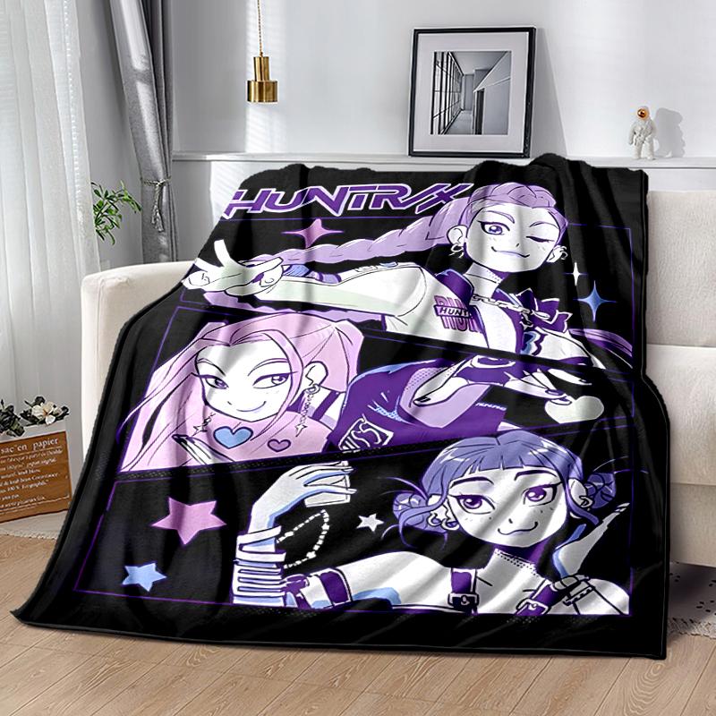 1pc Blanket Kpop Hunter12 Print Design, Lightweight Blanket for Sofa, Bed- Soft &Warm, Gift for All Seasons like Christmas, Halloween