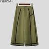 INCERUN 2PCS Men Lapel Neck 3/4 Sleeve Stitching Belt Shirt Long Wide Leg Pants Sets Outfits