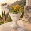 Lightweight Plant Pots White Urn Planter Pot Tall Vintage Roman Column Flowerpot Plastic Decorative Container for Indoor Outdoor Garden Front Porch