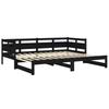 Daybed with Pull Out Function Black Solid Pine Wood 2x(80x200) Cm