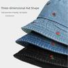 Foldable Women's Bucket Hat Rose Embroidered Beach Sun Hat Breathable Denim Fisherman Hat  Summer