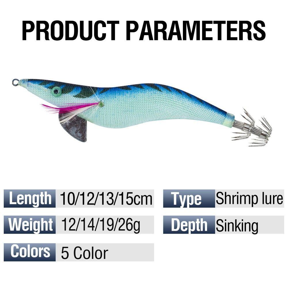 Green Blue Red Yellow Wood Shrimp Lures ABS Fishing Bait New Octopus Lure Fishing Accessories