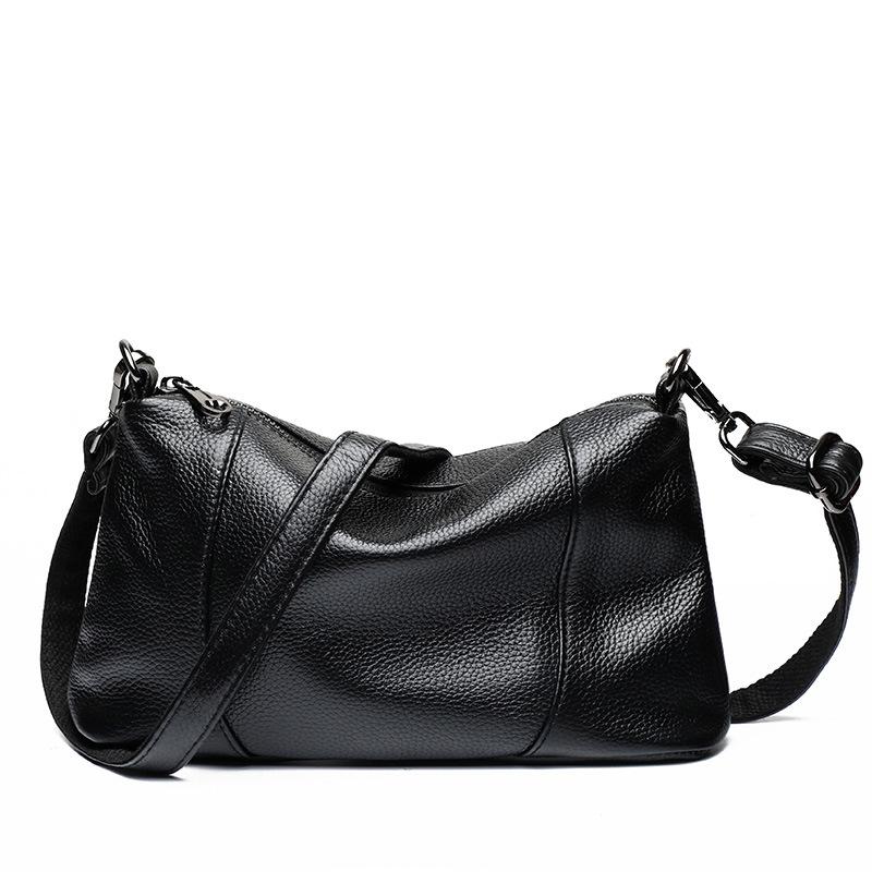New Top Layer Cowhide Soft Leather Fashionable and Versatile Simple Multi-layer Small Bag Crossbody Bag Slanted Women's Bag