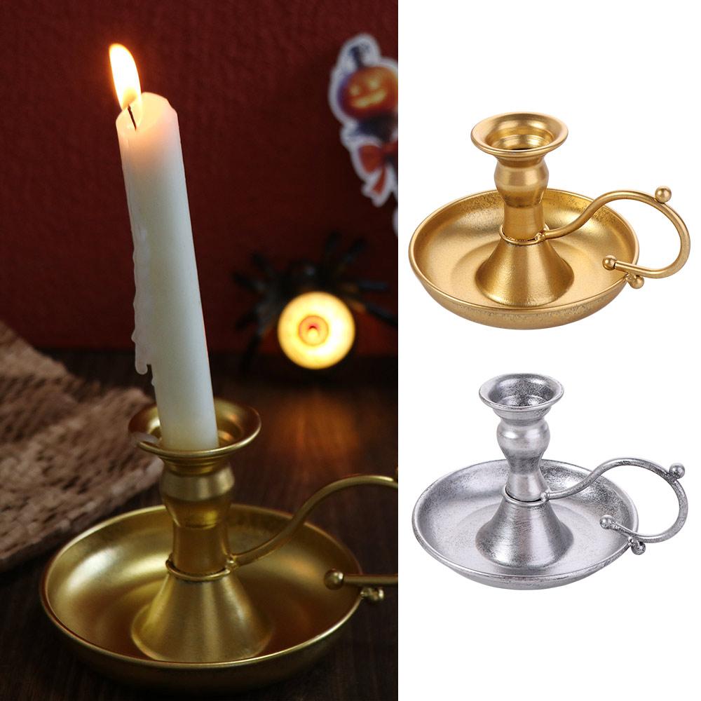 With Handle Round Single-head Candlestick Anti Slip Handheld Candle Holder  Wedding