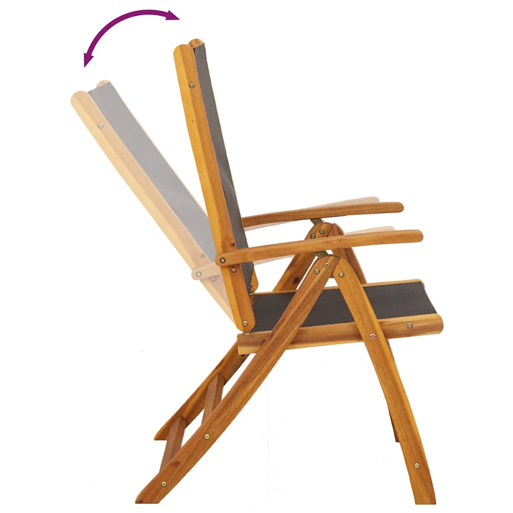 Garden Chairs 2 Pcs Foldable Solid Acacia Wood and Textilene