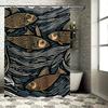 Modern Artistic Colorful Fish Pattern Waterproof Shower Curtain for Stylish Bathroom Decor, Easy Install