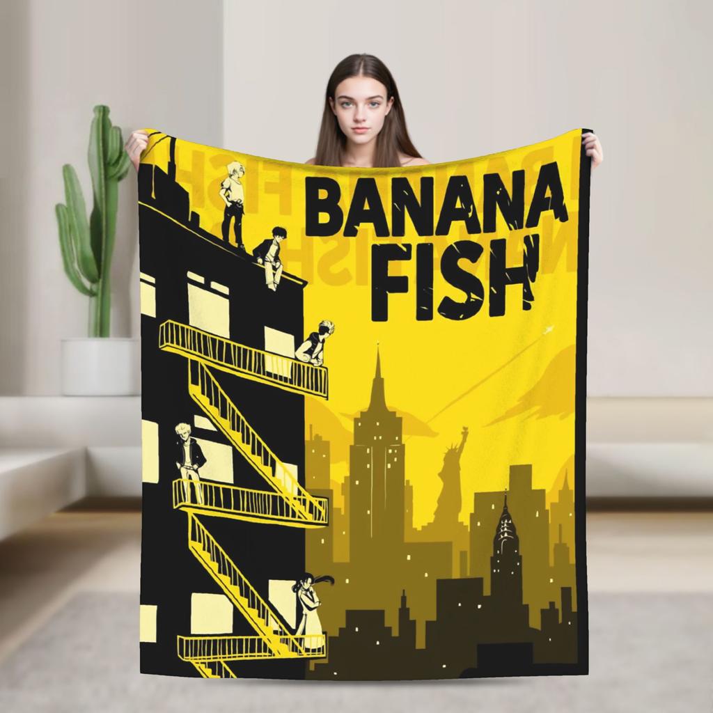 Banana Fish Anime Merch Blanket Warm Cozy Fluffy  Throw Blankets for Sofa 50x60 Inches Multi-size Bedspread
