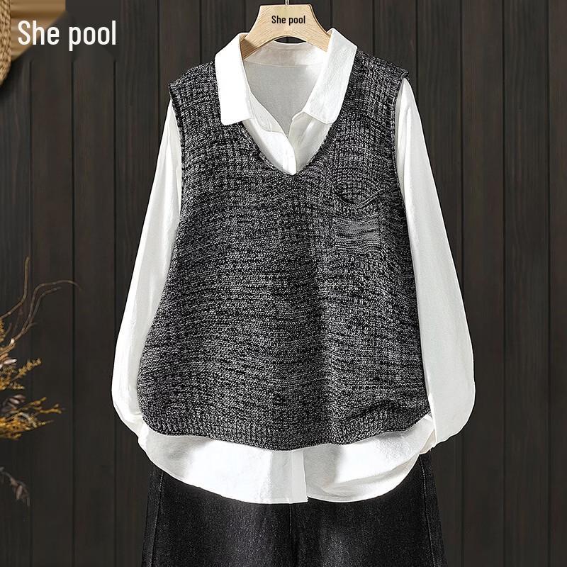 Women s V-Neck Loose Knit Vest M