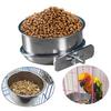 Bird Feeding Bowl Stainless Steel Cup with Clamp Parrot Feeder Birdcage Feeder Food Water Dish Pet