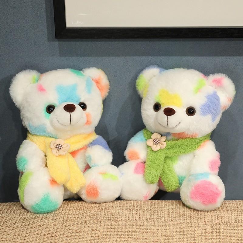 Cute Plush Teddy Bear Toy With Tie-dye Scarf For Kids Gift Wholesale