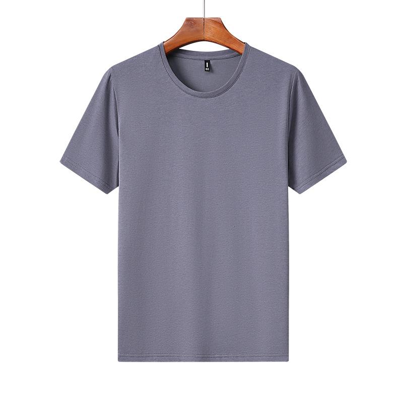 Solid Color Mulberry Silk Short-sleeved T-shirt Men's Round Neck Mercerized Cotton Half-sleeved Men's Thin Trendy T-shirt