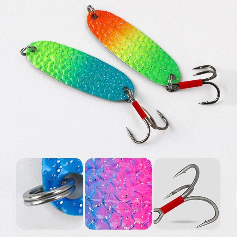Metal Spoon Fish Lures Fishing Spinner Baits Casting Baits Metal Construction Curved Fishing Lures Sequins Baits Set