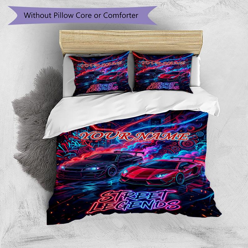 3PC Custom Name Street Legends Night Bedding Set Duvet Cover Closure Includes 1 Duvet Cover & 2 Pillowcases for Bedroom
