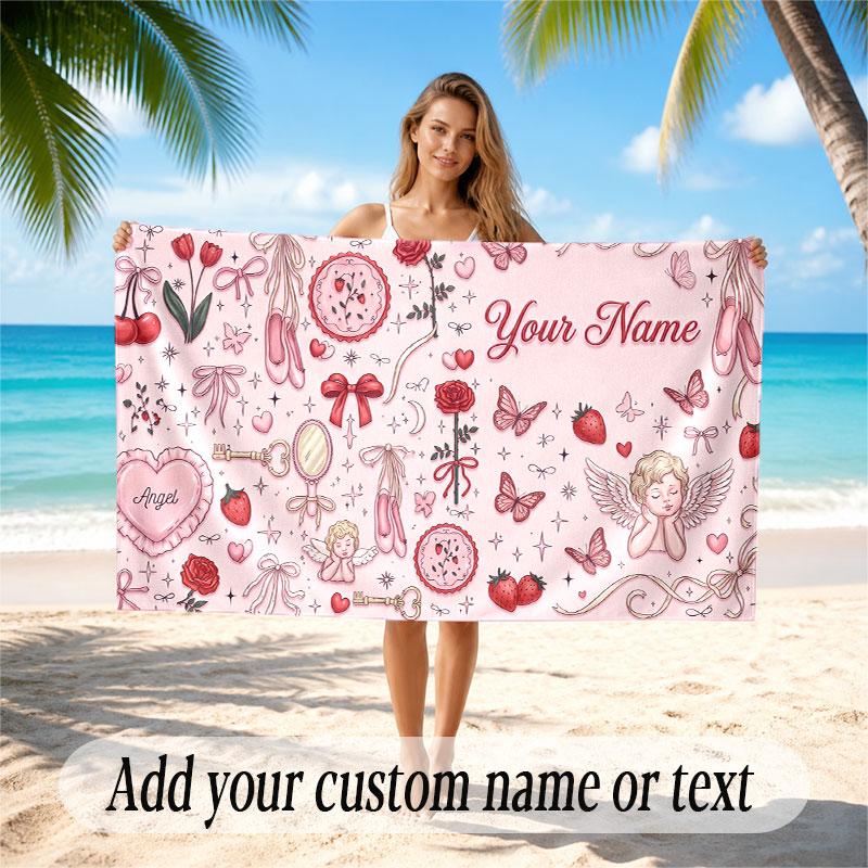Fantasy Magic Theme Soft Beach Towel Personalized Custom Name Text Towel Portable for Beach Pool Travel
