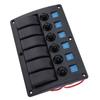 6‑Gang Rocker Switch Panel 12V 24V Blue Light IP65 Waterproof for Boats Ships Cockpits SUV Trucks